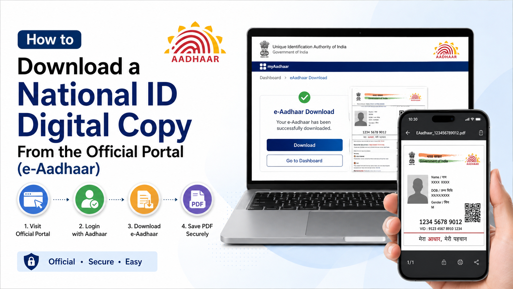 How to Download a National ID Digital Copy From the Official Portal (e-Aadhaar)